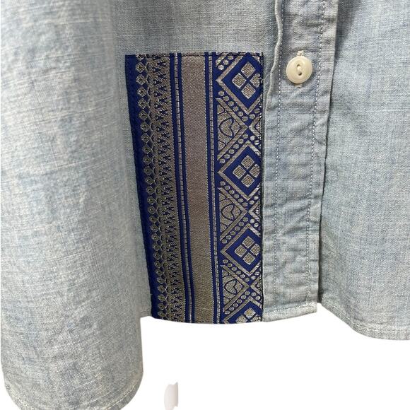 Denim & Supply Ralph Lauren Sandwashed Denim Brocade Boyfriend Shirt Sz Medium - Picture 8 of 13